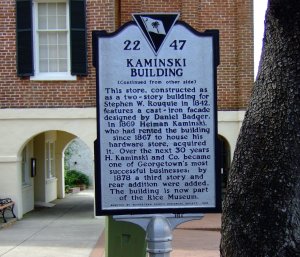 Kaminski Building Marker, Georgetown, SC