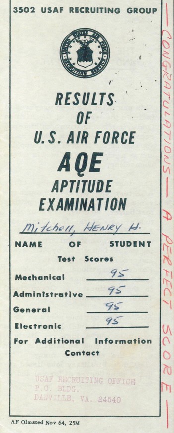USAF Test Results for H H Mitchell